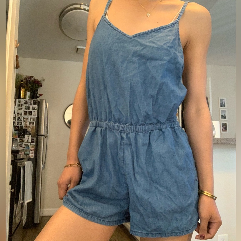 Denim Romper/Jumper with Pockets